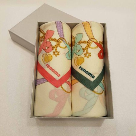레노마 남녀 2매 나염 손수건세트