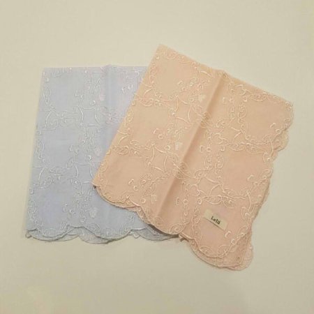 아이엘드 남녀1매 스칼롭 자수 손수건