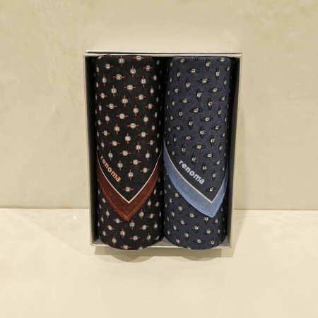 레노마 남녀2매 나염 손수건 세트