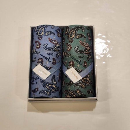 레노마 남녀2매 나염 손수건 세트