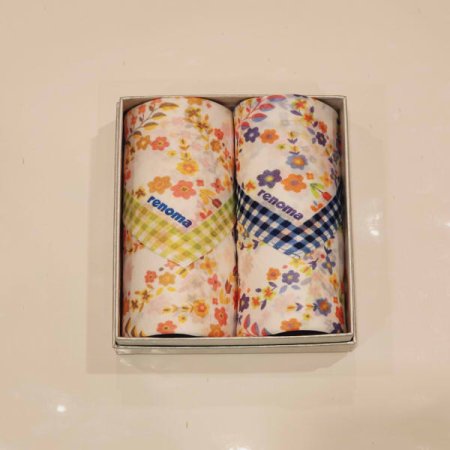 레노마 남녀2매 나염 손수건 세트