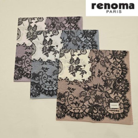 레노마 남녀1매 나염 사면레이스 손수건