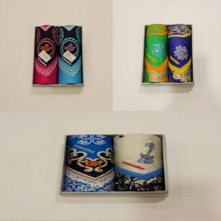 레노마 남녀2매 큐빅레이스 손수건세트3종 택