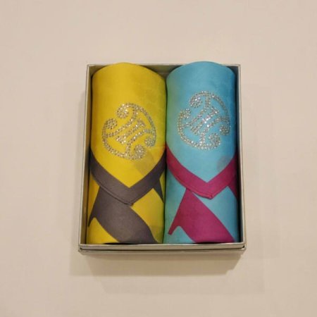 아이엘드 남녀2매 단추자 큐빅 손수건 세트