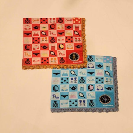 레노마 남녀1매 큐빅 레이스 손수건