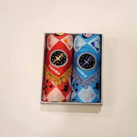 레노마 남녀2매 큐빅 레이스 손수건 세트