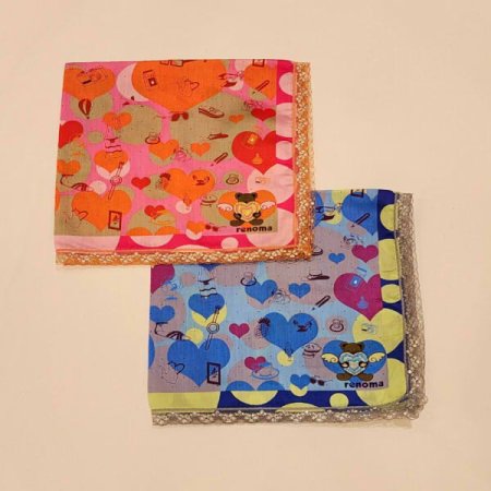 레노마 남녀1매 큐빅 레이스 손수건