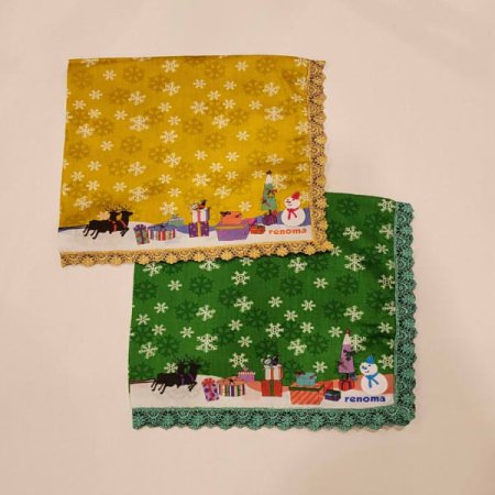 레노마 남녀1매 큐빅 레이스 손수건