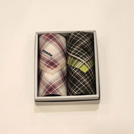 레노마 남녀2매 체크 선염 손수건 세트