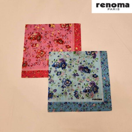 레노마 남녀1매 메탈 플라워 나염 손수건