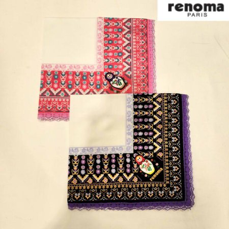 레노마 남녀1매 나염 규빅 손수건