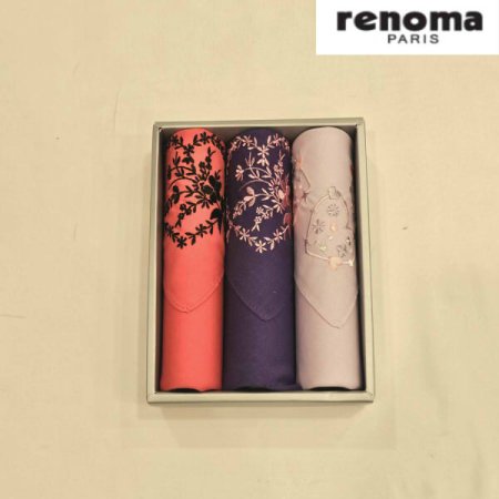 레노마 수입 자수 3매 손수건 세트