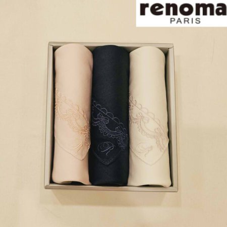 레노마 남녀3매 수입 자수 손수건 세트