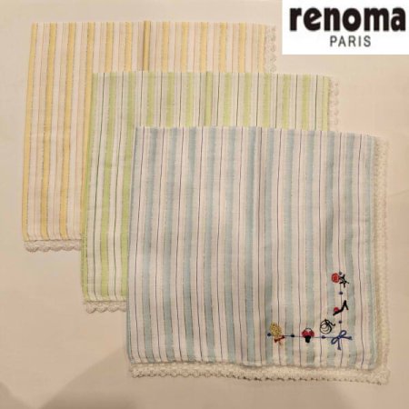 레노마 남녀1매 자수 손수건