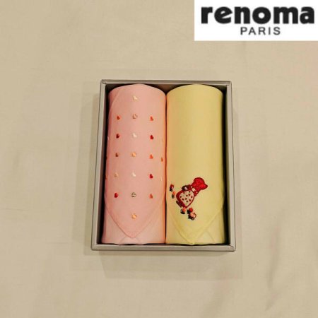 레노마 수입 자수 2매 손수건 세트