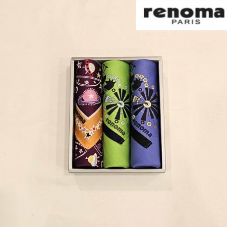 손수건 레노마 남녀3매 나염 손수건 세트