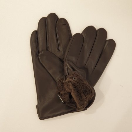 사이드 로고 스냅 포인트 남가죽 장갑