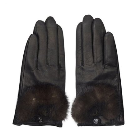 가죽 손등 U 밍크퍼 여 장갑 2종