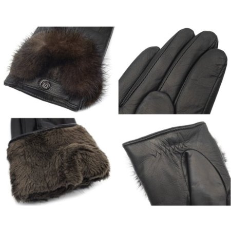 가죽 손등 U 밍크퍼 여 장갑 2종