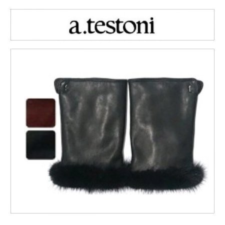 밍크 퍼 여 가죽 워머 장갑 2종