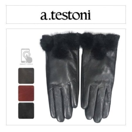 손목 밍크 방울 포인트 여 가죽 장갑