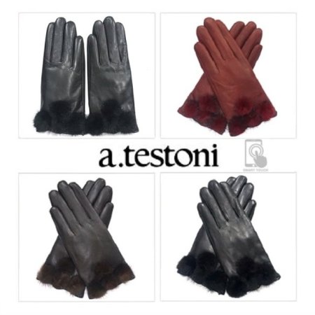 손목 밍크 방울 포인트 여 가죽 장갑