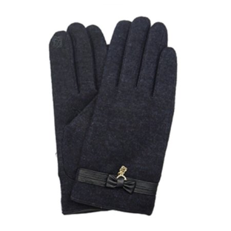 딸랑이 장식 리본 여 모직장갑 3종택