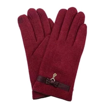 딸랑이 장식 리본 여 모직장갑 3종택