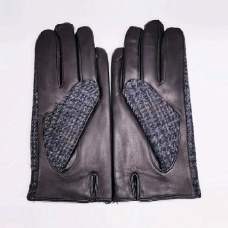 가죽 콤비 가죽띠 로고 남성 장갑