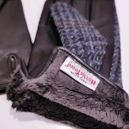 가죽 콤비 가죽띠 로고 남성 장갑