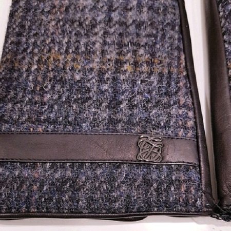 가죽 콤비 가죽띠 로고 남성 장갑