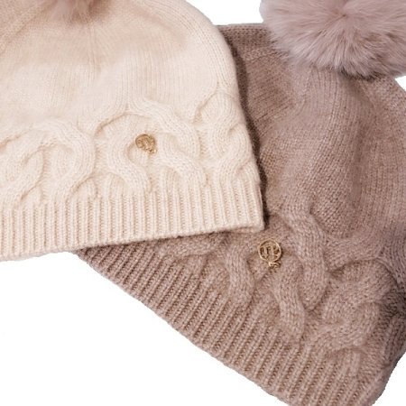 AT 웨이브 폭스 캐시미어 방울 비니