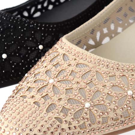 여성 큐빅 망사 플랫 슈즈