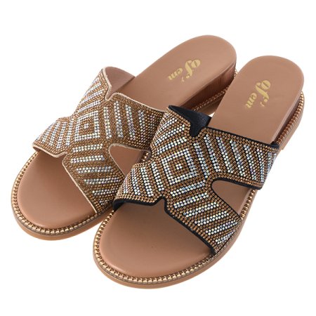 여성 3cm 비즈 뮬 슬리퍼