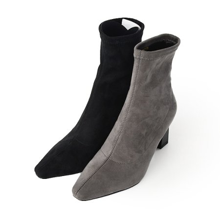 여성 7CM 스웨이드 스판 앵클 부츠