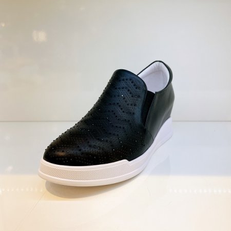 여성 지그재그 큐빅 키높이 슬립온