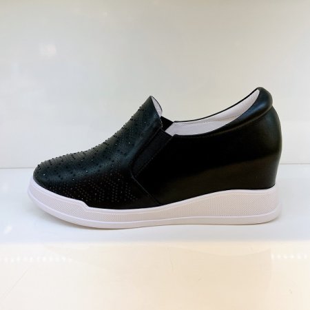 여성 지그재그 큐빅 키높이 슬립온