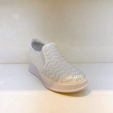 여성 지그재그 큐빅 키높이 슬립온