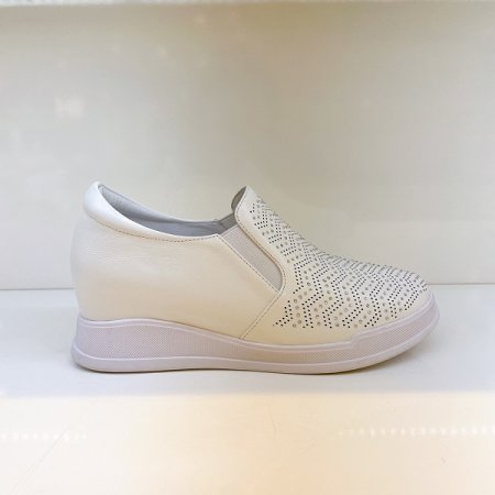 여성 지그재그 큐빅 키높이 슬립온