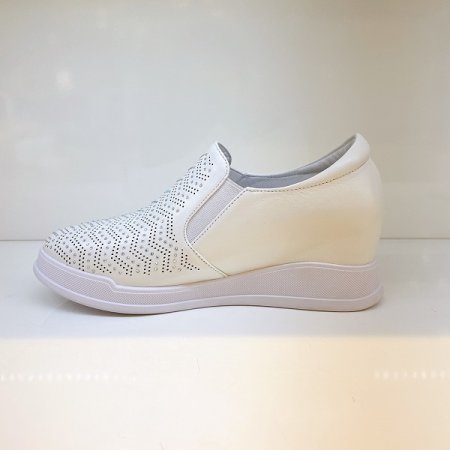 여성 지그재그 큐빅 키높이 슬립온