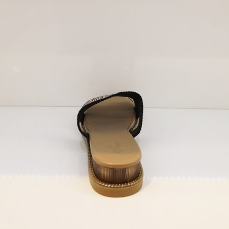 여성 4CM 고무창 큐빅샌들 블랙