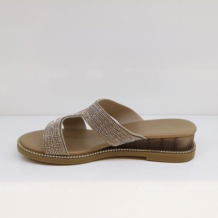 여성 물결 큐빅 고무창 샌들