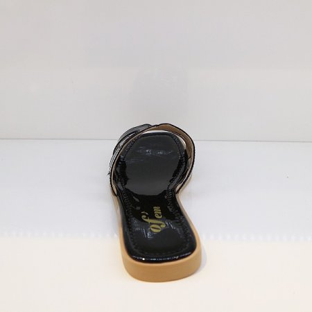 여성 발편한 에나멜 샌들 블랙