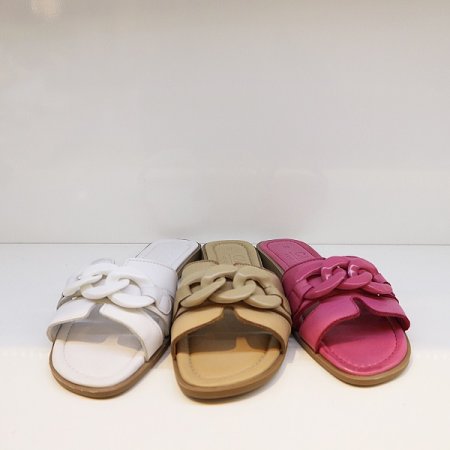 여성 소가죽 볼드 체인 샌들 3종