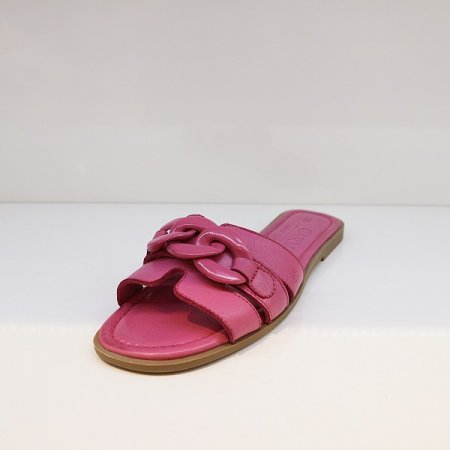 여성 소가죽 볼드 체인 샌들 핑크