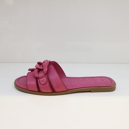 여성 소가죽 볼드 체인 샌들 핑크