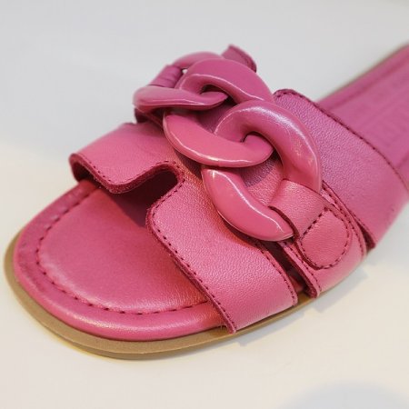 여성 소가죽 볼드 체인 샌들 핑크