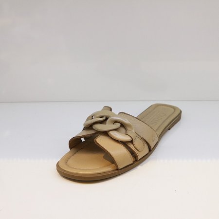 여성 소가죽 볼드 체인 샌들 베이지