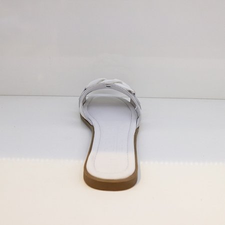 여성 소가죽 볼드 체인 샌들 화이트