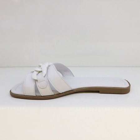 여성 소가죽 볼드 체인 샌들 화이트